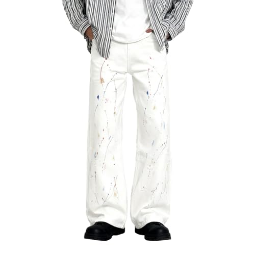 Pantalones vaqueros para hombre con graffiti holgados estilo verano casual