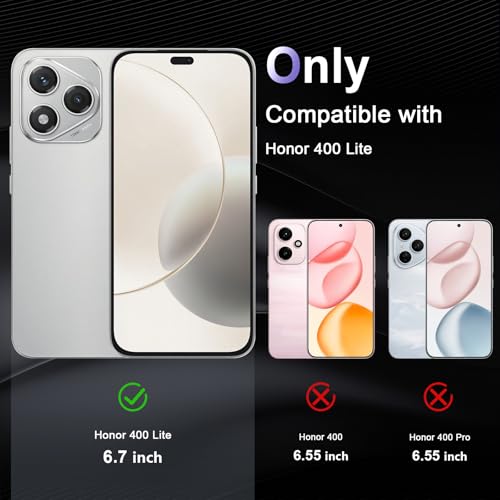Image of Case for Honor 400 Lite 5G, Military Grade Drop Protection Clear Phone Case, Yellowing Resistant, Anti-Scratch Hard PC Back, Shockproof Hard Ultra-Thin Protective Cover, Transparent