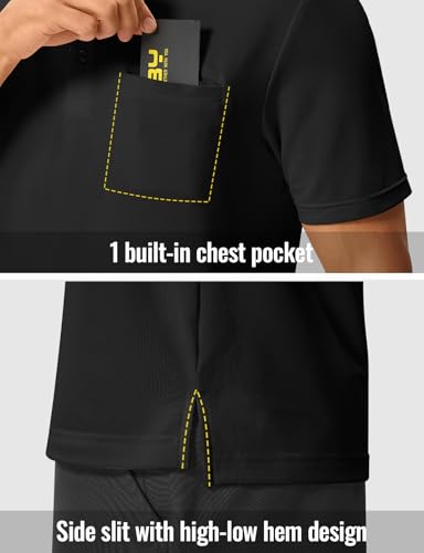 Image of Rdruko Men's Polo Shirts Short Sleeve Quick Dry Outdoor Golf Sports Shirts with Pocket