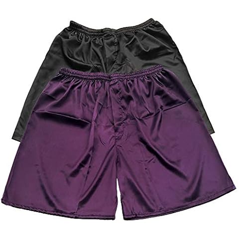 Tony & Candice Men's Satin Boxers Shorts Combo Pack Underwear (Black + Purple (2-Pack), XL) Cover