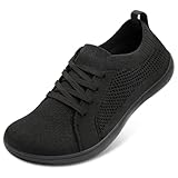 JOINFREE Mens Minimalist Walking Shoes Wide Toe Barefoot Shoes Zero Drop Casual Sneakers Breathable Slip On Shoes Tennis Running Hiking Fitness Workout Sneakers Black Size 10