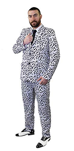 Image of Dalmatian Print Suit Fancy Dress Costume With Black Tie - Perfect as a Halloween Costume - Size: Small