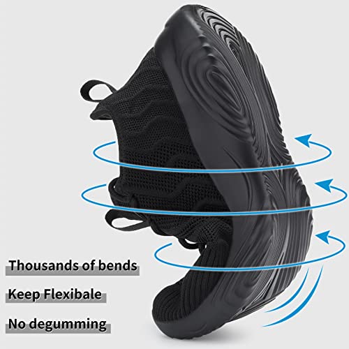 Mrip Men's Slip On Walking Shoes, Lightweight Non Slip Gym Workout Running Shoes For Men, Mesh Breathable Fashion Tennis Athletic Sneakers All Black 9.5 #TOP2