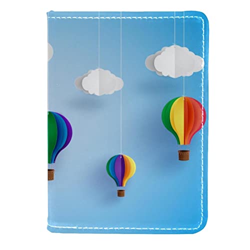 VAPOKF Funda de piel para pasaporte con diseño de globo de aire caliente y nube, 4.5 x 6.5 pulgadas, multicolor, 11.5x16.5cm/4.5x6.5 in, Contemporáneo