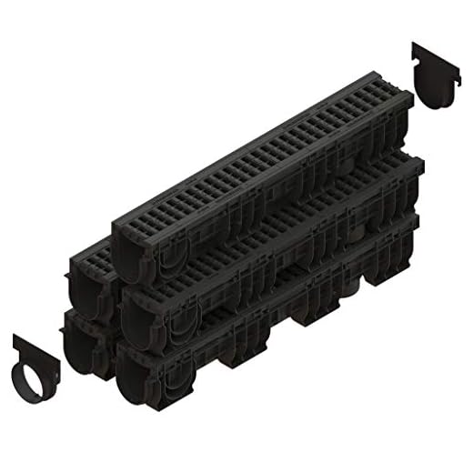 Standartpark - 4" Driveway Premium Trench Drain Channel B Class Load Rated 27,500 LBS - 4 Inch Internal Sections (5 Pack)