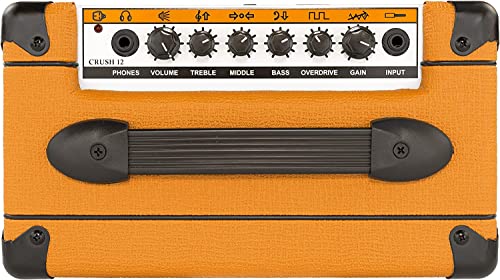 Orange Amps Crush 12-12W 1x6 Guitar Combo Amp Bundle w/Pig Hog 10\' Orange Cream 2.0 Instrument Cable, Power Supply AC Adapter, 12x Picks & Polishing Cloth