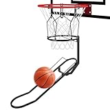 GADFISH Basketball Rebounder, 180° Rotatable Basketball Return Attachment with 3 Stable Large Hooks, Heavy Duty Basket Ball Accessories Ball Return Training Aid for 18' Rim Basketball Hoop (Large)