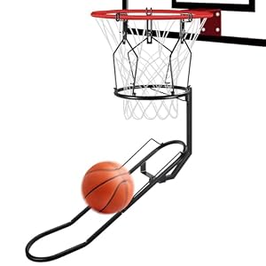 GADFISH Basketball Rebounder, 180° Rotatable Basketball Return Attachment with 3 Stable Large Hooks, Heavy Duty Basket Ball Accessories Ball Return Training Aid for 18″ Rim Basketball Hoop