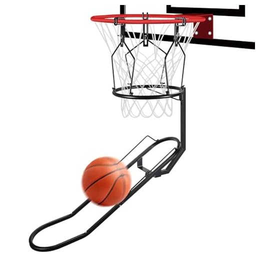 GADFISH Basketball Rebounder, 180° Rotatable Basketball Return Attachment with 3 Stable Large Hooks, Heavy Duty Basket Ball Accessories Ball Return Training Aid for 18" Rim Basketball Hoop (Large)