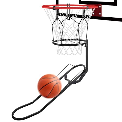 GADFISH Basketball Rebounder, 180° Rotatable Basketball Return Attachment with 3 Stable Large Hooks, Heavy Duty Basket Ball Accessories Ball Return Training Aid for 18" Rim Basketball Hoop (Large) by GADFISH - Used condition - US$40.84