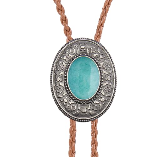 Image of GelConnie Native American Bolo Tie Rodeo Cowboy Leather Necktie Western Necklace Costume Accessories for Men,Women