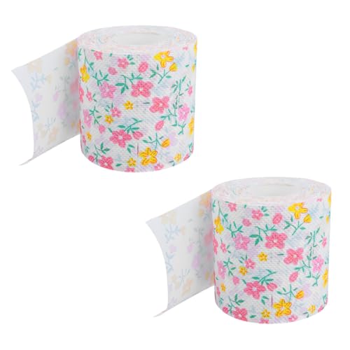 OFFIGAM 2ロール 彩色印花巻紙 トイレットペーパー 巻 ホテル用使い捨てナプキン 柔らかく吸水性に優れ 清潔感ある花柄デザイン 家やトイレ