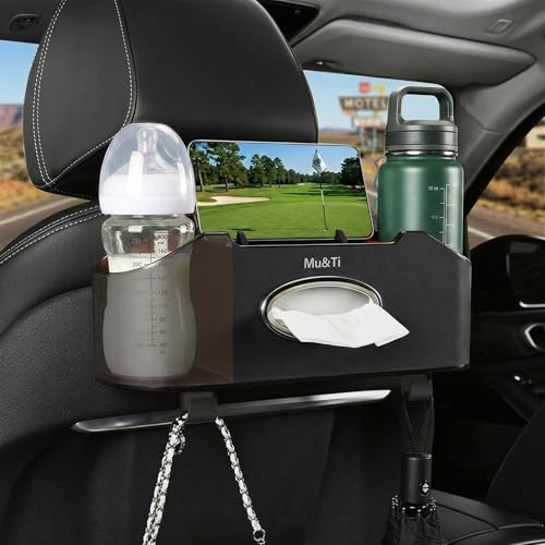 Mu&Ti Back Seat Car Organizer,4+2 in 1 Multifunctional Car Back Seat Storage Box with 2 Cup Holders...
