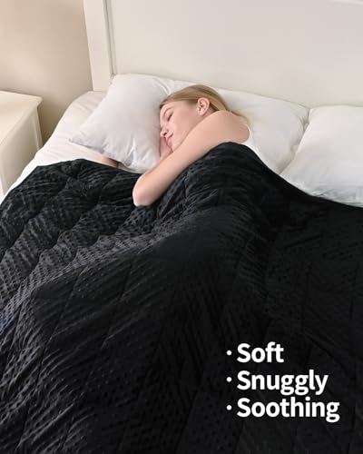 Image of Mr. Sandman Weighted Blanket for Adults, Heavy Blanket for Woman, Man Sleeping /Calm, Soft and Cozy Weighted Throw Blankets, Machine Washable, 60 x 80in, 15 lbs, Black