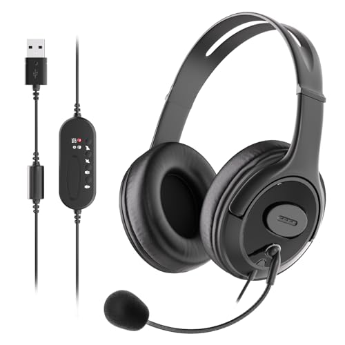 15 Best Headsets With Noise-Cancelling Mics for Crystal-Clear Calls 7 USB Headset with Microphone for PC Laptop,108U Wired Computer Headphones with Noise Cancelling Microphone, On-Ear &in-line Control Headset for Home Online Class Boom Skype Zoom Meetings Call Center