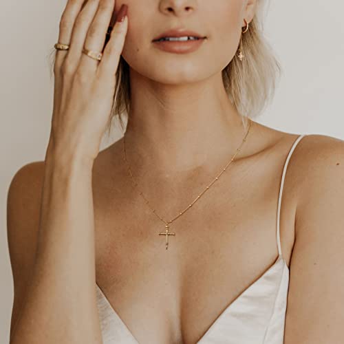 MTMY Gold Cross Necklace 14K Gold Plated Dainty Gold Cross Pendant Necklace for Women Delicate Necklace Jewelry (cross 11) — view 2