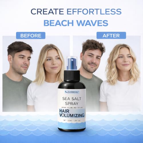 Image of Sea Salt Spray for Hair Volumizing - Lightweight Beach Wave Texture Spray for Men & Women, Adds Instant Volume & Natural Texture, Non-Sticky, Non-Greasy, Silicone-Free & Paraben-Free, Works on Straight, Wavy & Curly Hair (100ml) (2, 100ml)
