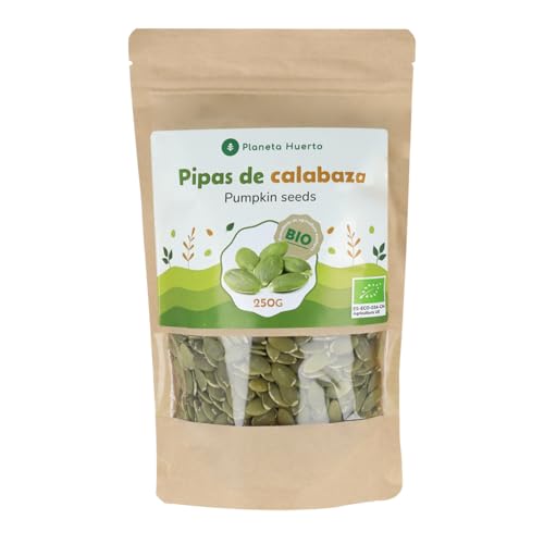 PLANETA HUERTO | Pipas Peladas de Calabaza ECO 250 g – Semillas de Calabaza Ecológicas Ricas en Ácidos Grasos y Minerales Beneficiosos