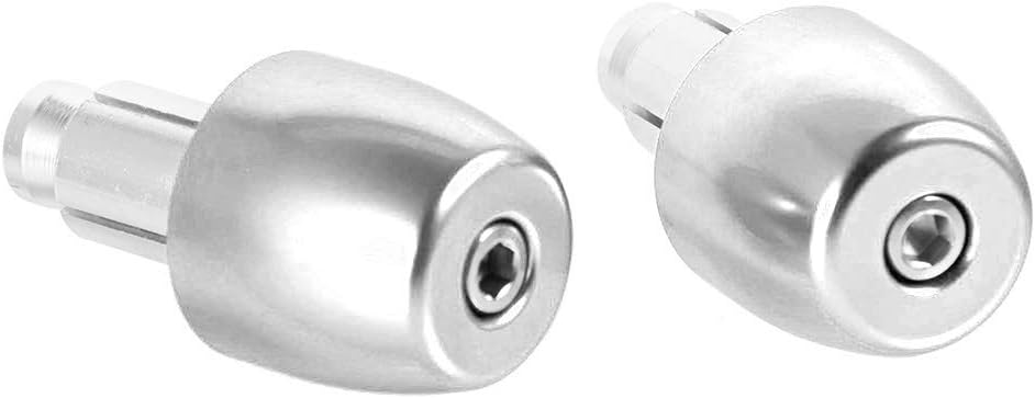 Motorcycle Handlebar End Plugs Anti-vibration Grip Bar End Caps Slider Set Accessories for 22mm 7/8" Handlebar (Silver)
