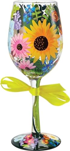 Enesco Designs by Lolita “Wildflowers” Hand-painted Artisan Wine Glass, 15 oz