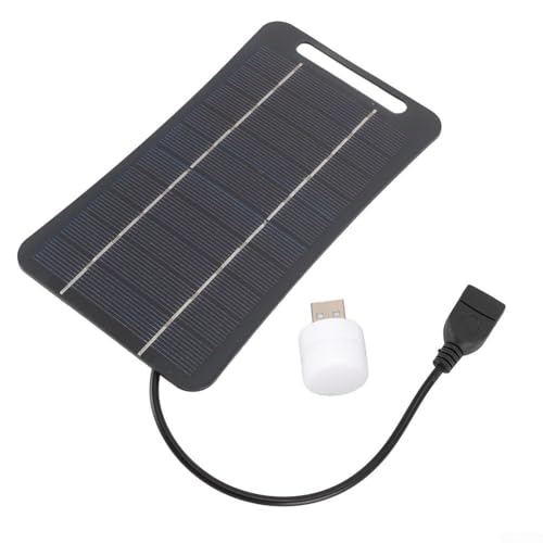 Caricatore a pannello solare impermeabile da 5 W e 5 V, con uscita USB, alimentatore fotovoltaico portatile in polisilicio per esterni di telefoni cellulari e piccoli dispositivi, (nero)