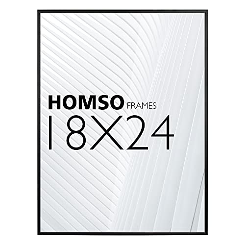 Homso 18x24 Poster Picture Frame Black Thin Metal Photo Frame with Polished Plexiglass for Wall Mounting Horizontally and Vertically