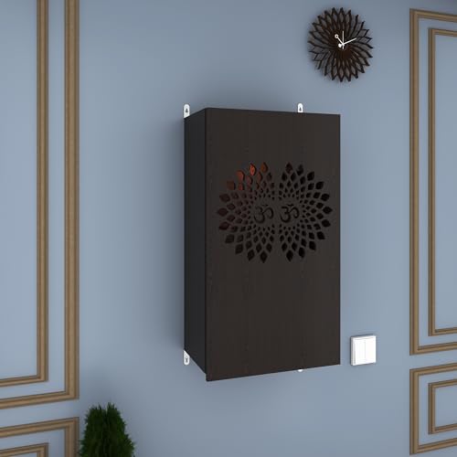 Image of Anikaa Spirit Engineered Wood Led Light Wall Temple Shelf Puja Stand Pooja Shelf Mandir Shelf for Office & Home Decoration - Wenge (D.I.Y - Do-It-Yourself)