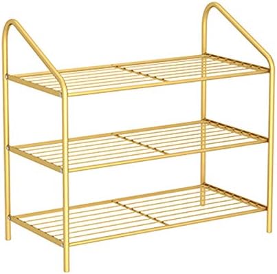 Wrought Iron Shoe Rack 3 Tiers Shoe Shelf Organizer Stand Modern Style Shoe Storage Cabinet Easy to Assemble 19.6x10.2x17.7 in (Color : B)