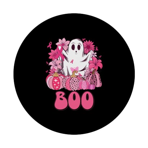 Funny Scary Cool Pink Halloween Breast Cancer Support PopSockets Swappable PopGrip, Black - Image 3