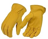 North American Trading-Men's Tan Unlined Full Grain Deerskin Gloves-YELLOW-LARGE