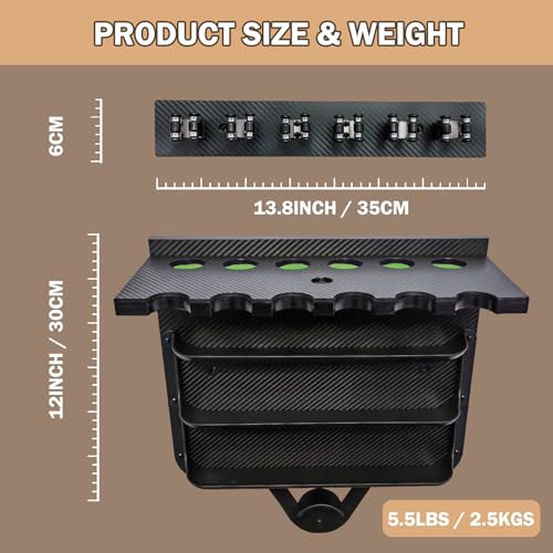 Joovon Pool Stick Holder Wall Mount 6 Cue Rack with Balls Catcher - image 4