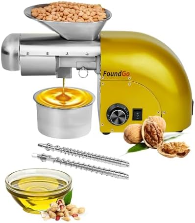 FoundGo 1800W Ölpresse 0-300℃ Öl Pressmaschine Elektrische Ölmühle Walnüsse Erdnüsse Kaltpresse Automatische Heißprsse Edelstahl Extraktor für Kommerziell & Haushalt, 6-9kg/St. (Go