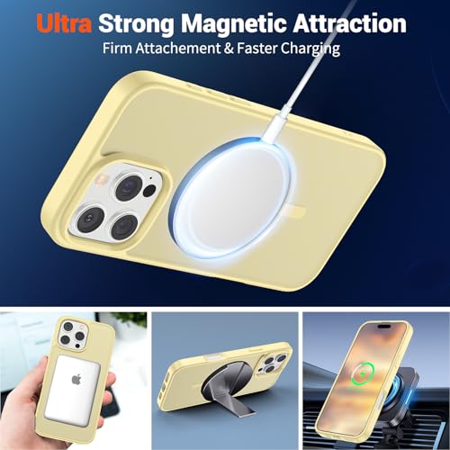 Image of SUPFINE Magnetic for iPhone 16 Pro Max Case (Compatible with MagSafe) (Military Grade Drop Protection) Slim Translucent Matte Shockproof with Anti-Fingerprint Phone Case,Buttercream Yellow
