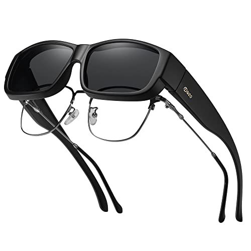DUCO Herren und Damen Sonnenbrillen Polarisiert Unisex Brille UV400 Schutz Wrap Around Blendschutz Überbrille für Brillenträger Fit-over Polbrille 8956 (Schwarz)