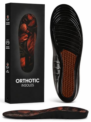 Image of CRUVHEAL Work Comfort Orthotic Insoles - Anti Fatigue Shoe Insert Men Women - Low Arch Support - Shock Absorption - Foot Pain Relief - Work Boot Insoles (M, Brown)