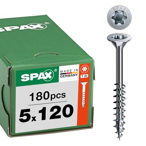 SPAX Universalschraube 5 x 120 mm, 180 Stück - Holzschrauben, Teilgewinde, Senkkopf, T-STAR plus T20, 4CUT Spitze, WIROX - 8000000288326