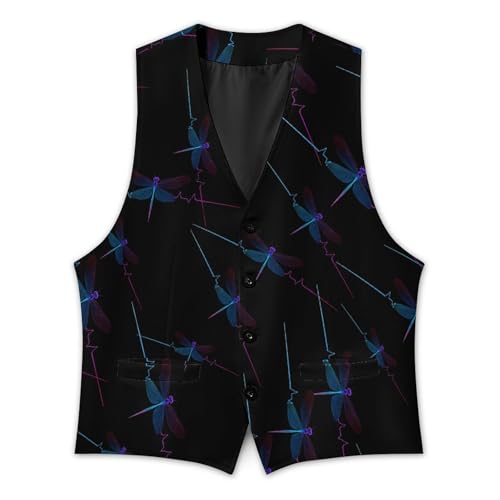 Dragonfly Pulse Heartbeat Men's Suit Vest Slim Fit Business Dress Party Pattern Waistcoat Vest Top3