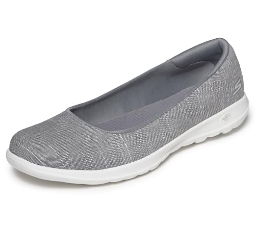 Skechers Women's GO Walk LITE 136001 Ballet Flat, Gray, 8 Medium US