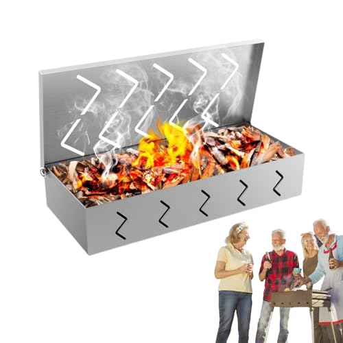 Scatola per affumicatura in trincione, in acciaio inox per grigliare, 22 x 10 cm, per campeggio, attrezzatura da cucina da campeggio