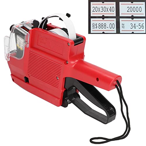 MX6600 Price Tag Gun 10 Digits 2 Lines Labeling Machine Double Line Price Label Paper Labeler Marker Attacher Tool for Office Grocery Retail Store (Red) - Image 3