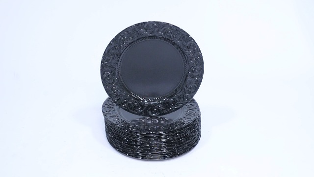 100 platos recargables negros de plástico redondos miniatura 7
