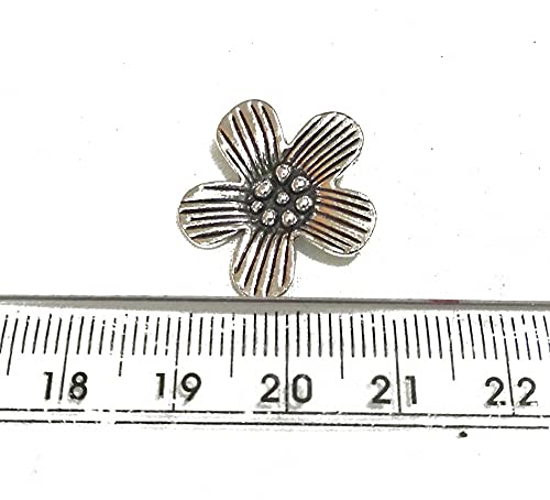 DeysCraft Silver Oxidized Flower Shaped Metal Charms for Jewelry Making and Crafting (Pack of 25 Pieces) Design 25