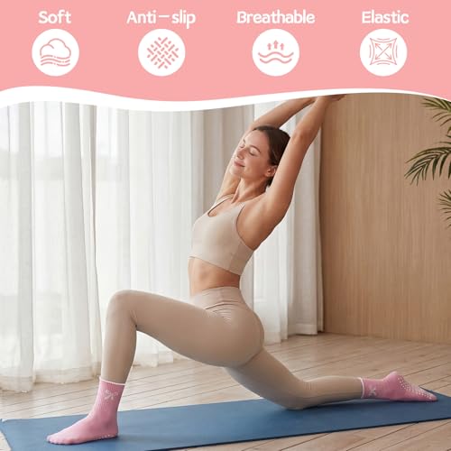 Image of Pilates Grip Yoga Socks for Women Cute Non Slip Socks