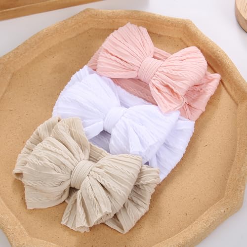 KIDOCHEESE Baby Headbands Super Stretchy Hair Bows Soft Nylon Hairbands Handmade Hair Accessories for Newborn Infant Toddlers4
