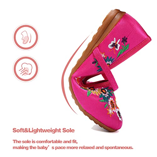 Encanto Costume Shoes Mary-Jane Flats Shoes Round Toe Low Wedge Ballet Flats Floral Embroidery Shoes For Girls Halloween Cosplay Dress Up Rose 9 #TOP4