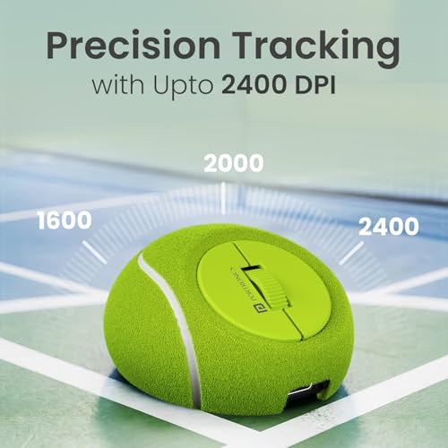 Image of Portronics ToadPlay Tennis Mini Wireless Bluetooth Mouse with Dual Wireless Connectivity (BT + 2.4 GHz), Rechargeable Battery, Noise-Free Clicking, Multi-Device Pair, Adjust Sensitivity (Green)