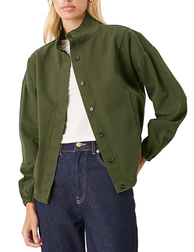 Women's Denim Jacket Long Sleeve Oversized Jean Jacket Button Down Shirt Trendy Fashion Clothes