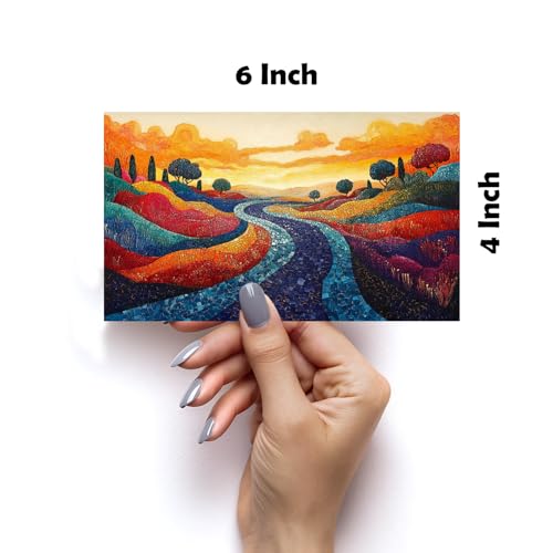 Image of SiddArtify Abstract Landscape Wall Art Poster Print Set - Colorful Countryside Decor for Living Room Bedroom Office - Set of 2-4x6 Inch - Board (Pack of 6) - Sticker (Pack of 6)