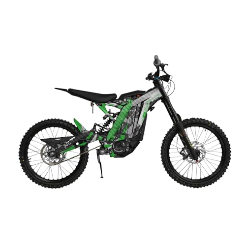 Image of Carbon Fiber Surron Light Bee Graphics Kit Wrap - Grunge Star Green - Sur-Ron Skin - Premium 3M Vinyl Protective Wrap Decal Cover - Easy to Apply | Crafted in The USA by MightySkins