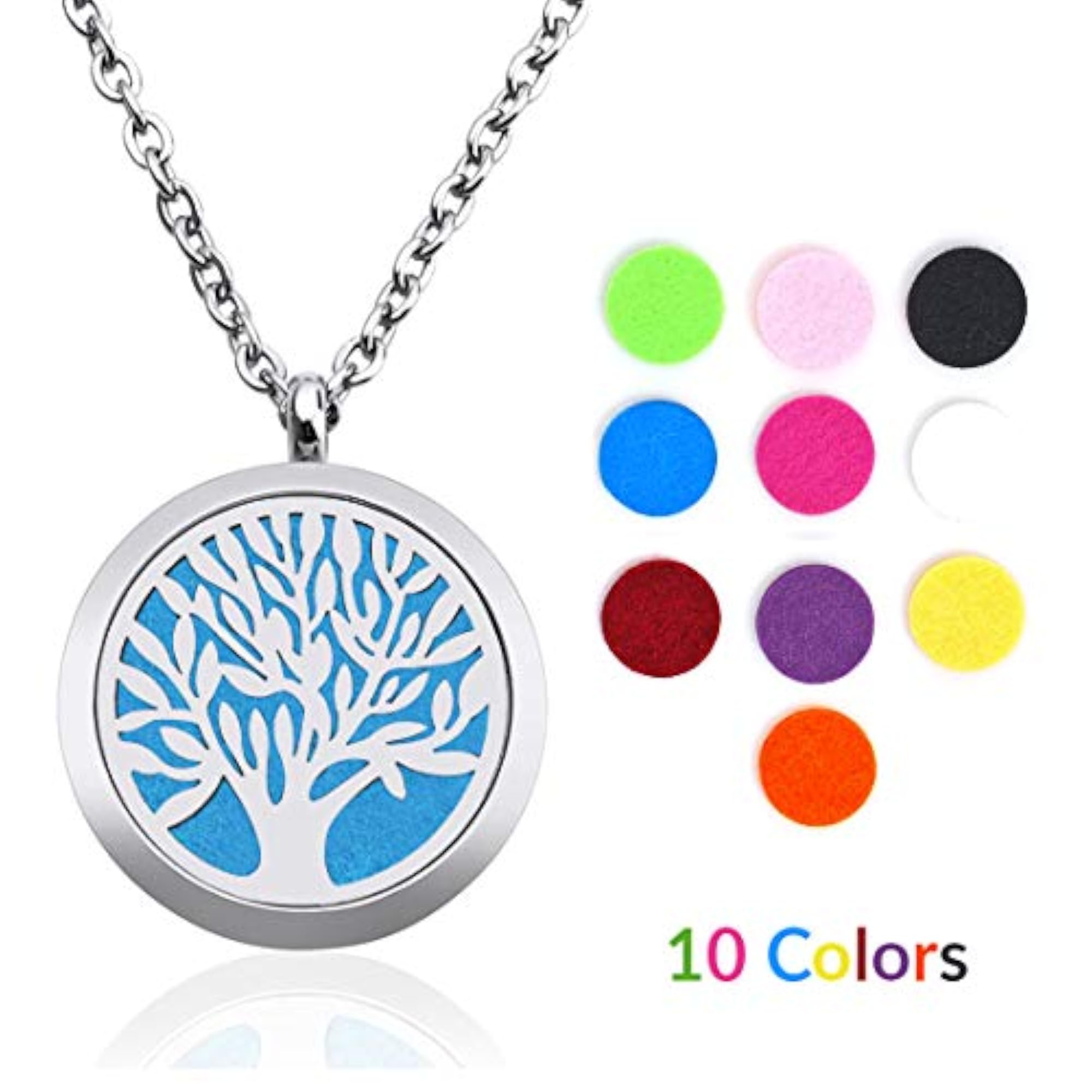 Aromatherapy Essential Oil Diffuser Necklace with Tree of Life Locket